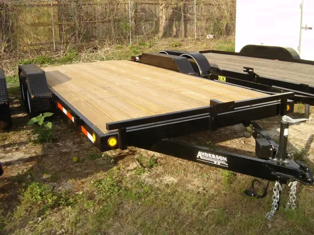 18FT CAR HAULER BLACK STEEL FRAME WITH WOOD DECKING