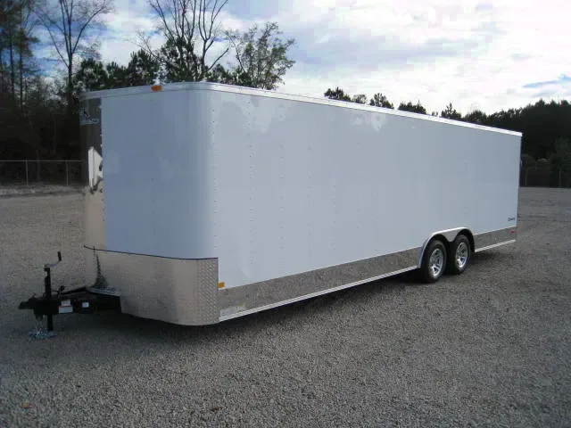 24FT CAR HAULER-WHITE ENCLOSED
