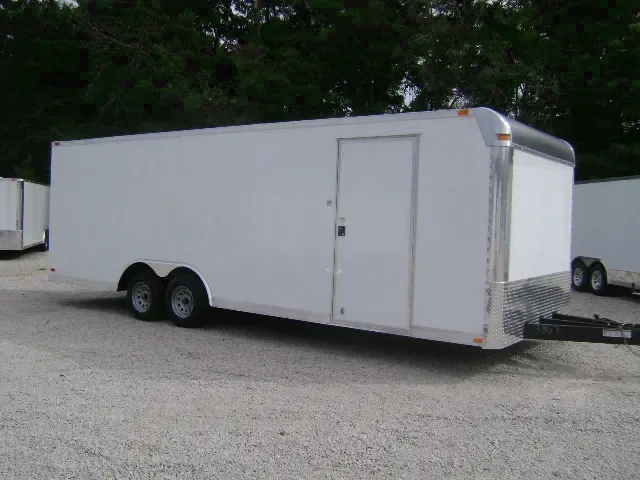 24FT CAR HAULER-WHITE FLAT FRONT