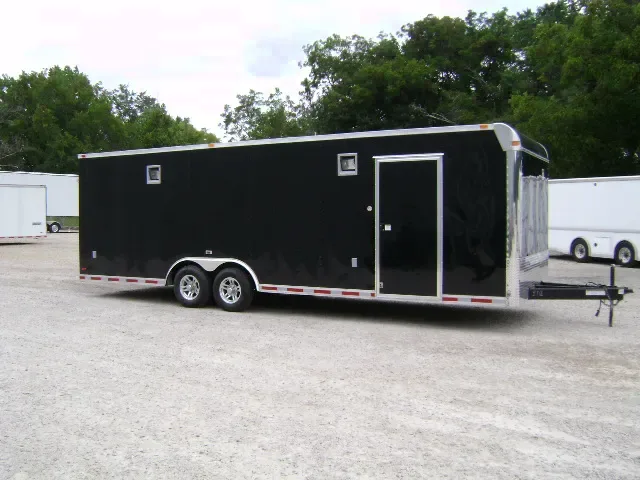 26FT BLACK FLAT FRONT LOADED RACE TRAILER
