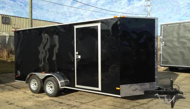 7 x 16 Black Enclosed Car Hauler