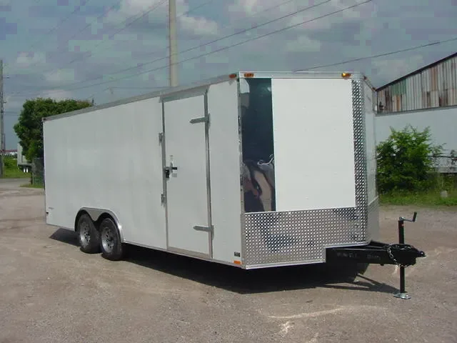 20FT V-nose White Auto Trailer w/Stone Guard