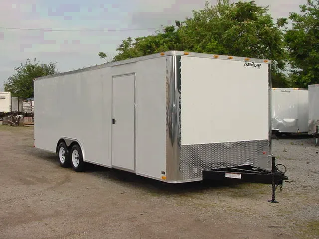 Flat Front White 24ft Car Trailer w/Stone Guard