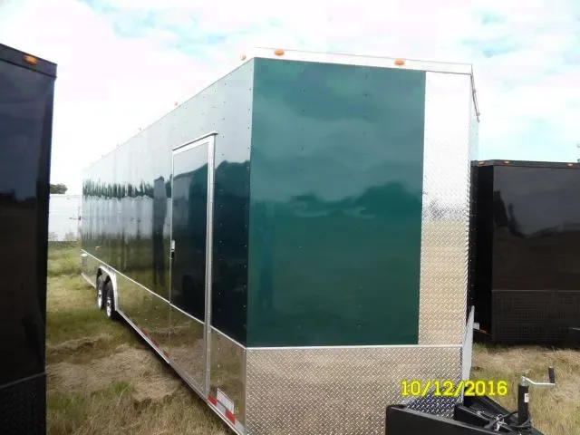 Green 30ft Enclosed Bumper Pull Car Hauler