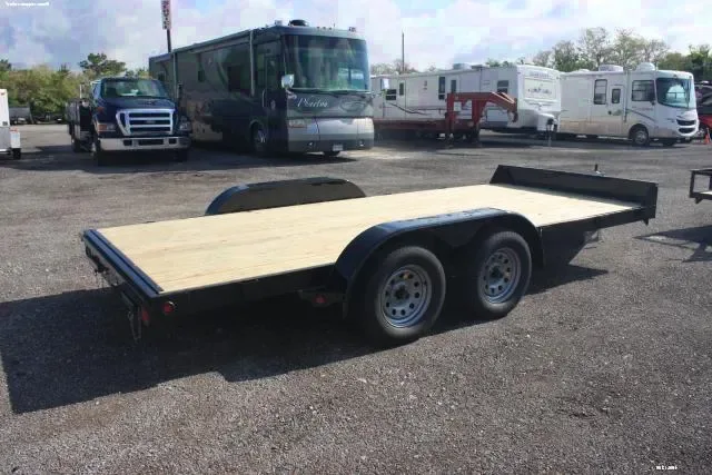 16ft Steel Frame/Wood Deck Open Car Hauler w/ Ramps