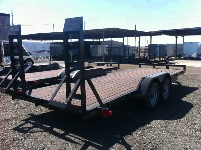 18FT Black Steel Frame Car Hauler w/ Ramps
