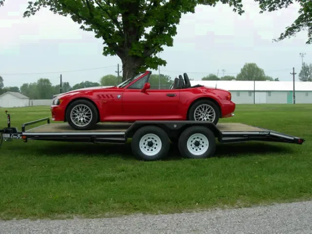 18ft Car Hauler Wood Deck Slide In Ramps