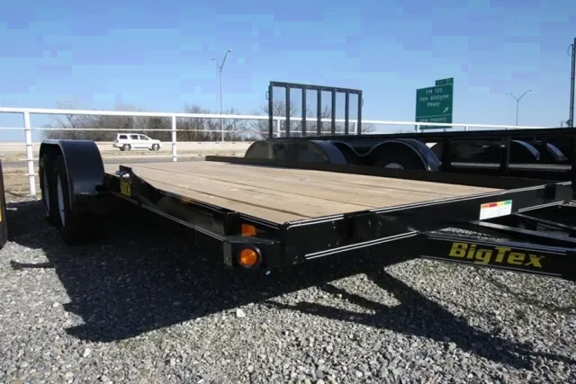 14ft  Car Hauler w/ Ramps-Black Steel Frame and Wood Deck