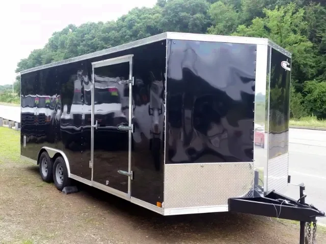 Black 20ft Enclosed Car Hauler with Ramp Door