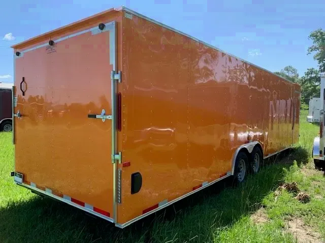 30FT Orange V-Nose Auto Trailer with Ramp