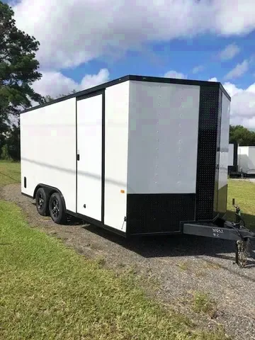 16FT WHITE BLACKOUT TANDEM AXLE ENCLOSED