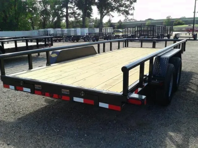 18FT OPEN CAR HAULER-BLACK STEEL W/WOOD DECKING