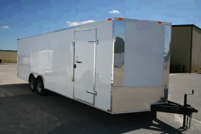 8.5 X 20 ENCLOSED CARGO CAR HAULER TRAILER-PT Flr, Leds