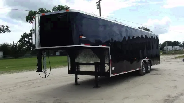 24ft Gooseneck Black Enclosed Car Hauler