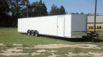 White V-nose 34FT Enclosed Car Trailer