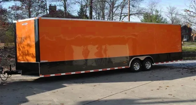 30ft  Enclosed Trailer Black/ orange 7' tall
