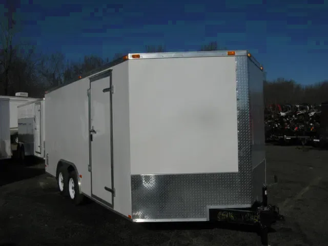 Bumper Pull 18ft White Car Hauler V-Nose