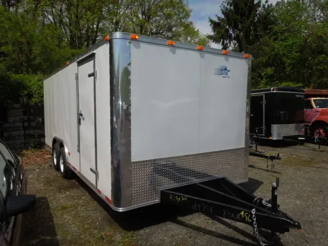 20ft White Auto Trailer w/D-rings