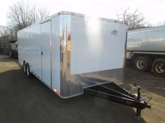 Enclosed Car Hauler White Flat Front 24ft