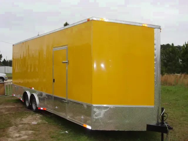 24FT YELLOW CAR HAULER W/ 7 FOOT INTERIOR HEIGHT