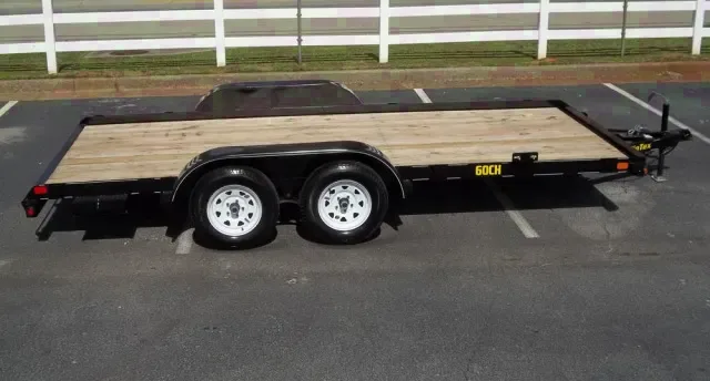 16FT Car Hauler - Black Steel Frame with Wood Decking