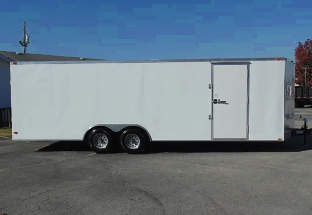 20FT CAR HAULER-WHITE-V-NOSE