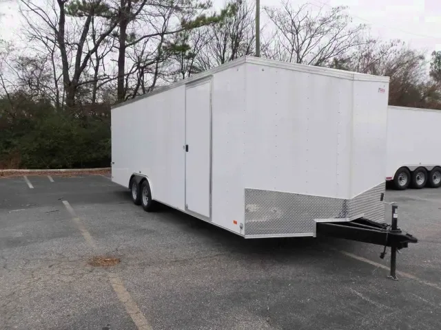 White 25ft Enclosed Car Hauler