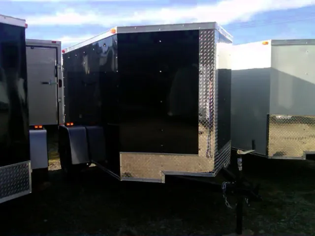 8ft Single Axle Black  Cargo Trailer with Ramp Door
