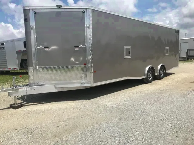 24FT Pewter Car Hauler-White Ceiling and Walls-Ramp in V