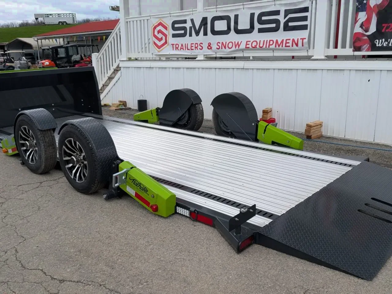 2026 "FlatTrak" by Belmont 7x18 Hydraulic Car Hauler w/ Hydraulic Jack