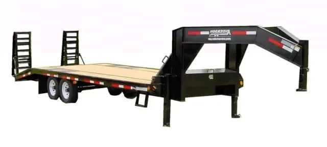29FT 7 TON GOOSENECK-BLACK FRAME WITH WOOD DECK