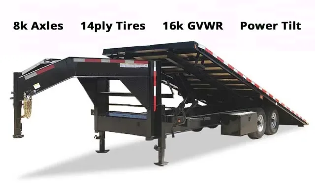 25ft  Hydraulic Power Tilt with Axles: 2-8,000 lb 8 lug