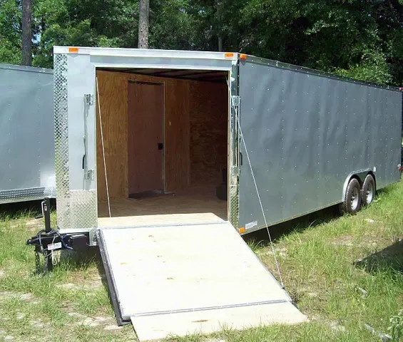 24ft Car Hauler - Silver - Ramp in V-Nose