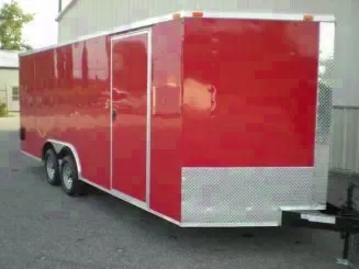 RED 20FT V-NOSE ENCLOSED AUTO TRAILER