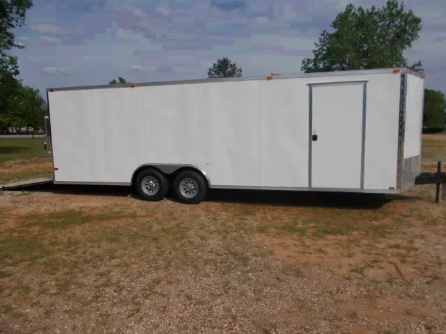 24FT White V-nose Car Hauler