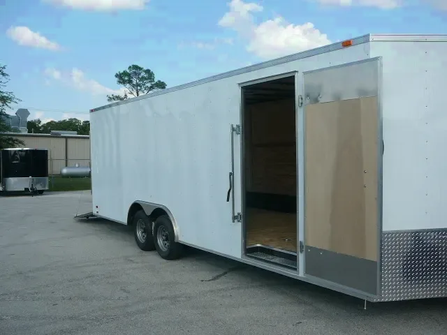 24FT WHITE CAR HAULER 5200# AXLES