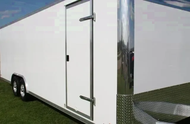 24FT ALUMINUM CAR HAULER-WHITE FLAT FRONT