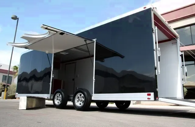 24FT BLACK ALUMINUM CAR HAULER W/ESCAPE DOOR