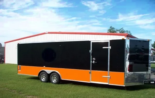24FT BLACK W/ORANGE WRAP AROUND ATP CAR HAULER