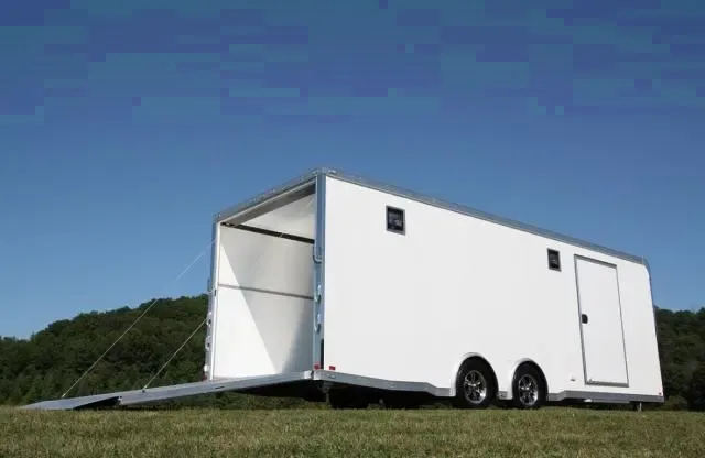 24FT WHITE CAR HAULER-ALL ALUMINUM