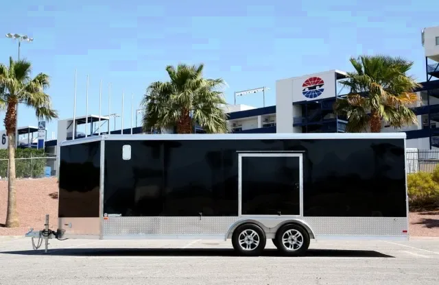 BLACK 26FT CAR HAULER W/WRAP AROUND DIAMOND PLATING