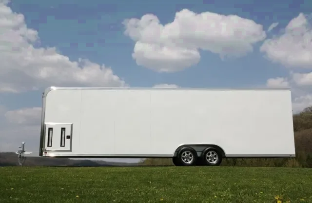 WHITE FLAT FRONT ALUMINUM 28FT AUTO TRAILER