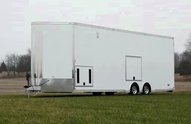 28FT WHITE ENCLOSED BUMPER PULL CAR HAULER TRAILER