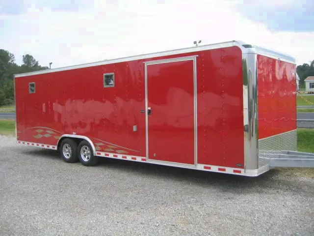 RED 28FT ENCLOSED CAR HAULER