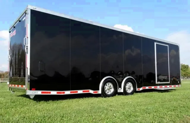 28FT BLACK RACE TRAILER W/ESCAPE DOOR