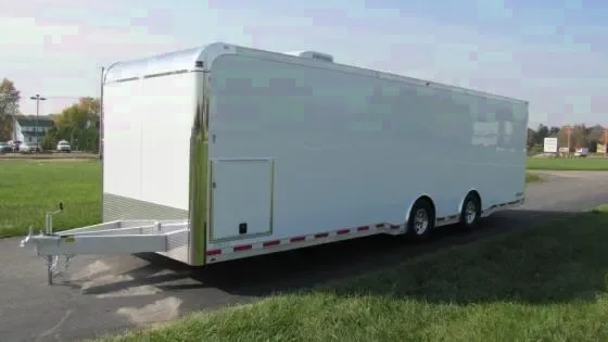 30FT WHITE FLAT FRONT ENCLOSED - ALUMINUM SPREAD AXLES