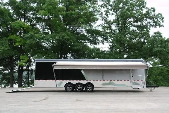 32ft CAR HAULER TWO TONE BLACK AND WHITE