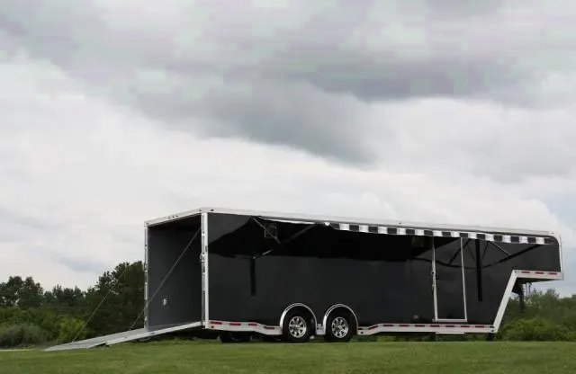 BLACK 34FT ALUMINUM GOOSENECK CAR HAULER