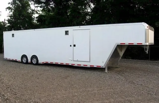 WHITE 36FT GOOSENECK ENCLOSED CAR HAULER