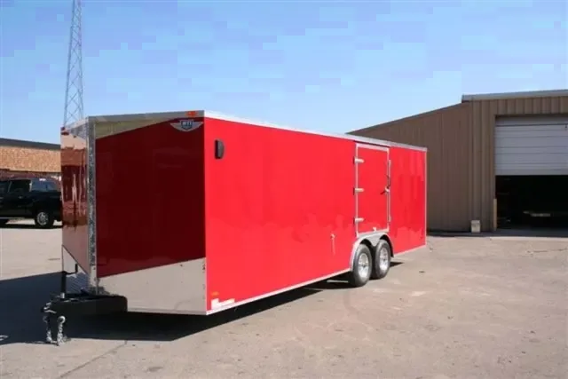 24ft Red car trailer roadside escape door-finished walls and ceiling